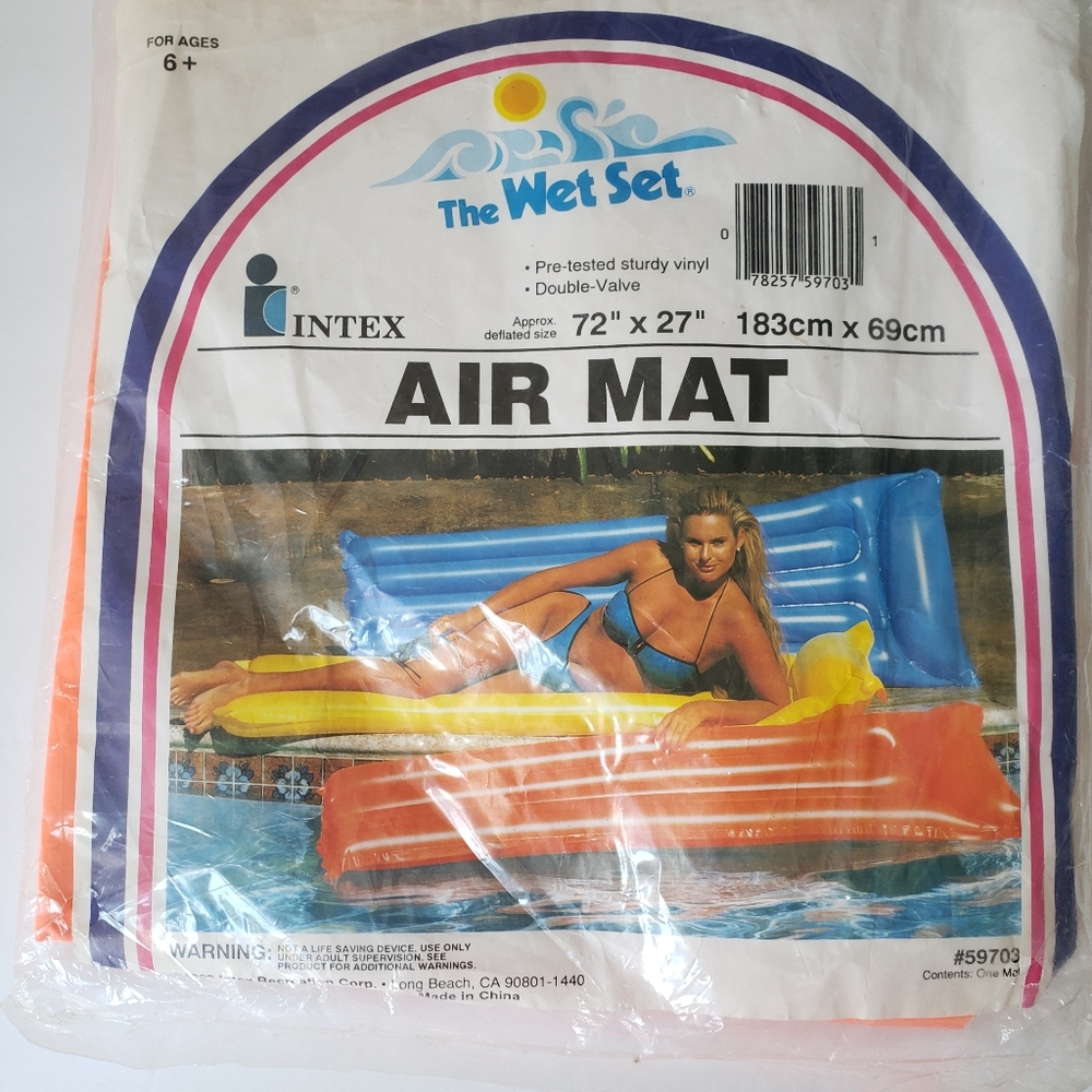 Vintage INTEX The Wet Set Inflatable Pool Air Mat Float 72 x 27" NEW